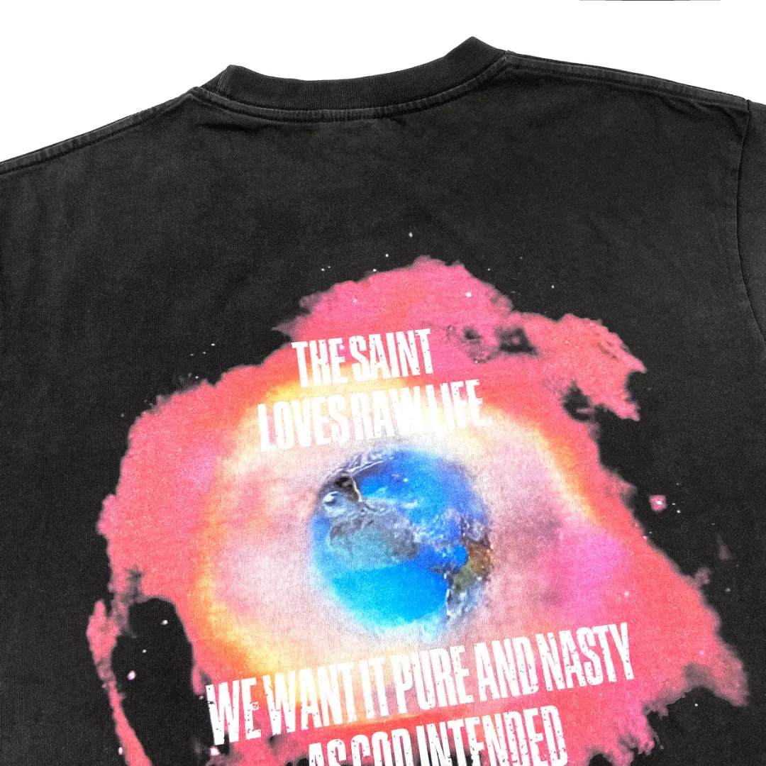 Saint Michael "FYESTEFT NIHAMATLINT" instantly eliminates old-fashioned washed printed loose short-sleeved T-shirts. Digital white ink direct printing, the fabric is breathable and the pattern is three-dimensional and clear. Fabric: Double yarn 240g Style number: S861 Size: S-M-L-XL Color: Washed black Price: P118